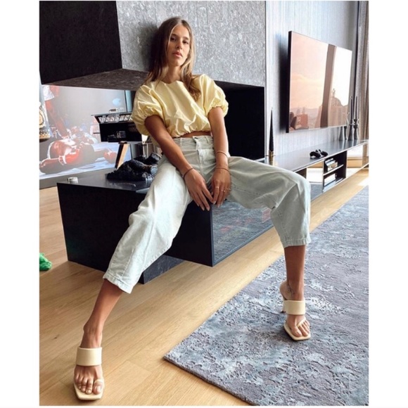 NWT ZARA Heeled Leather Sandals W. Padded Strap 40 - Picture 7 of 11